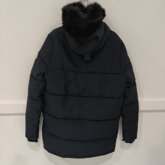 NWT PUREMSX Men's Faux Fur Hooded Winter Parka Snow Ski Black Size S $180 O198 - Picture 2 of 3